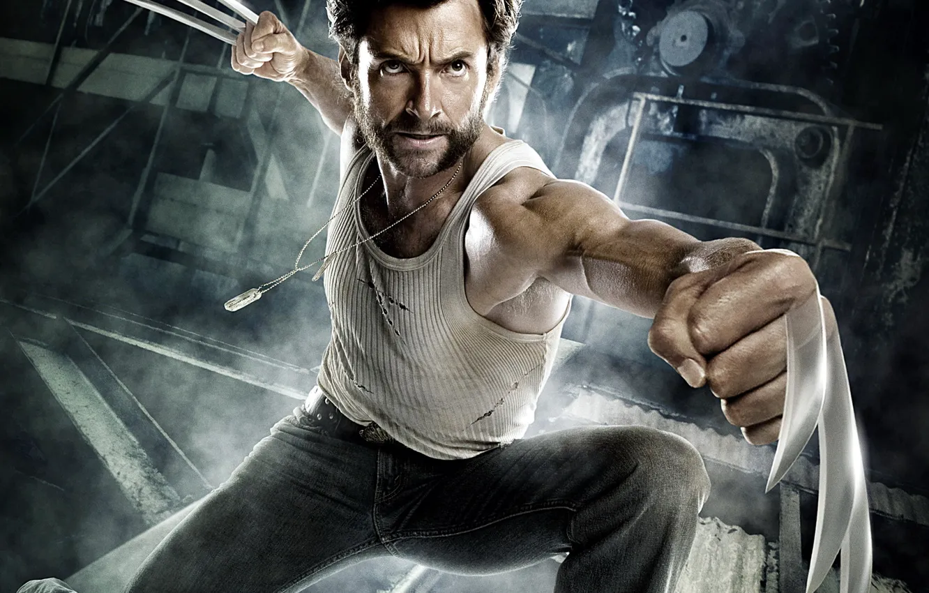 Photo wallpaper metal, hero, claws, Wolverine, fist, X-Men: The Beginning, Hugh-Jackman