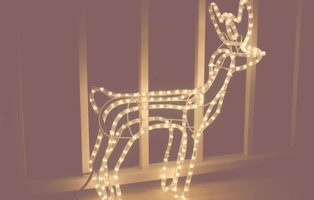 Photo wallpaper lamp, new year, Christmas, deer, light bulb