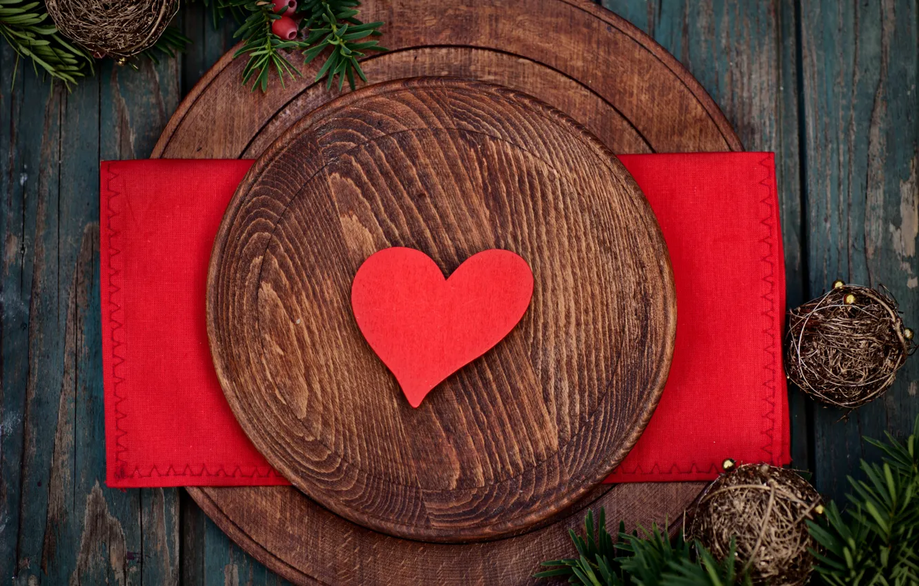 Photo wallpaper table, holiday, romance, heart, decoration, heart, holiday, romance