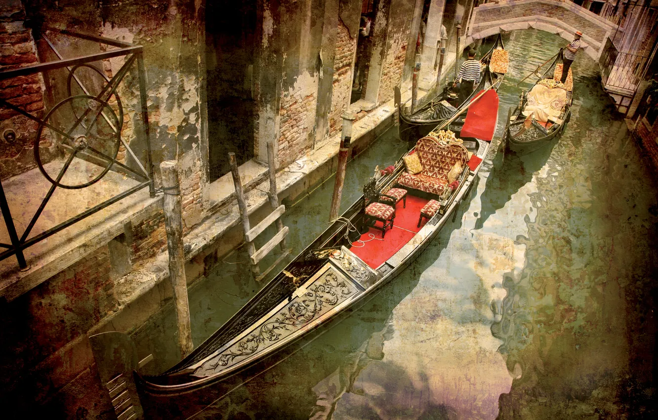 Photo wallpaper city, the city, Italy, Venice, channel, vintage, Italy, gondola