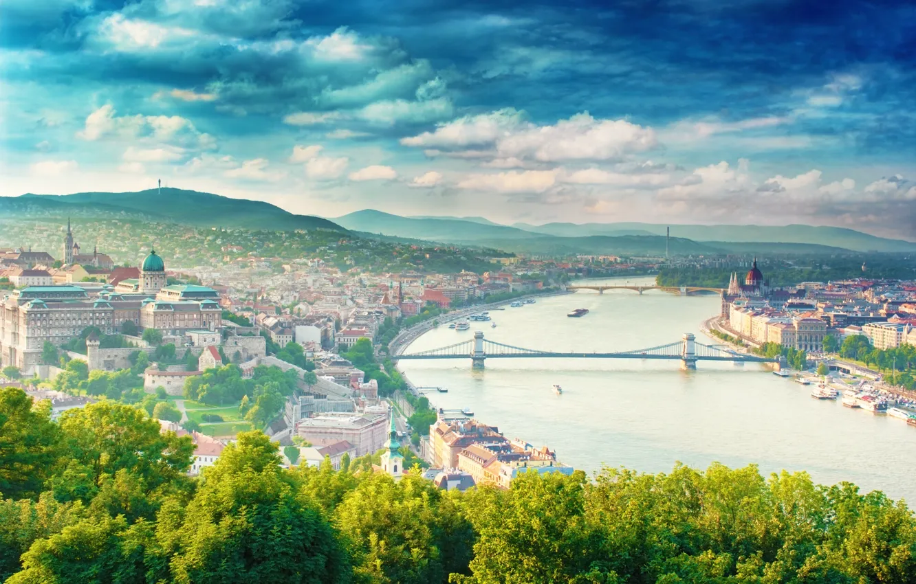 Photo wallpaper summer, the city, blur, bokeh, clear day, view, Hungary, Hungary