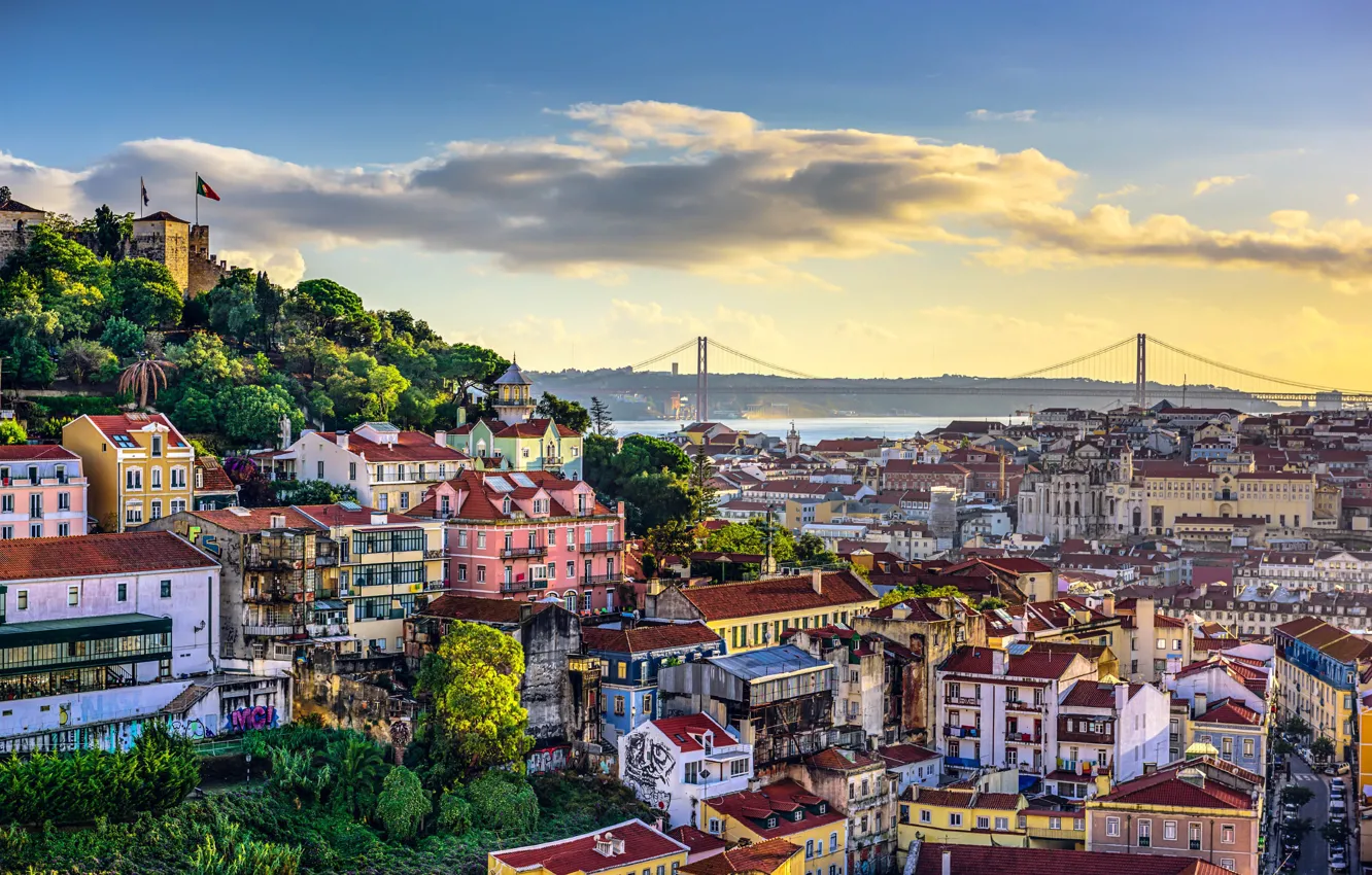 Photo wallpaper roof, home, panorama, Portugal, Lisbon