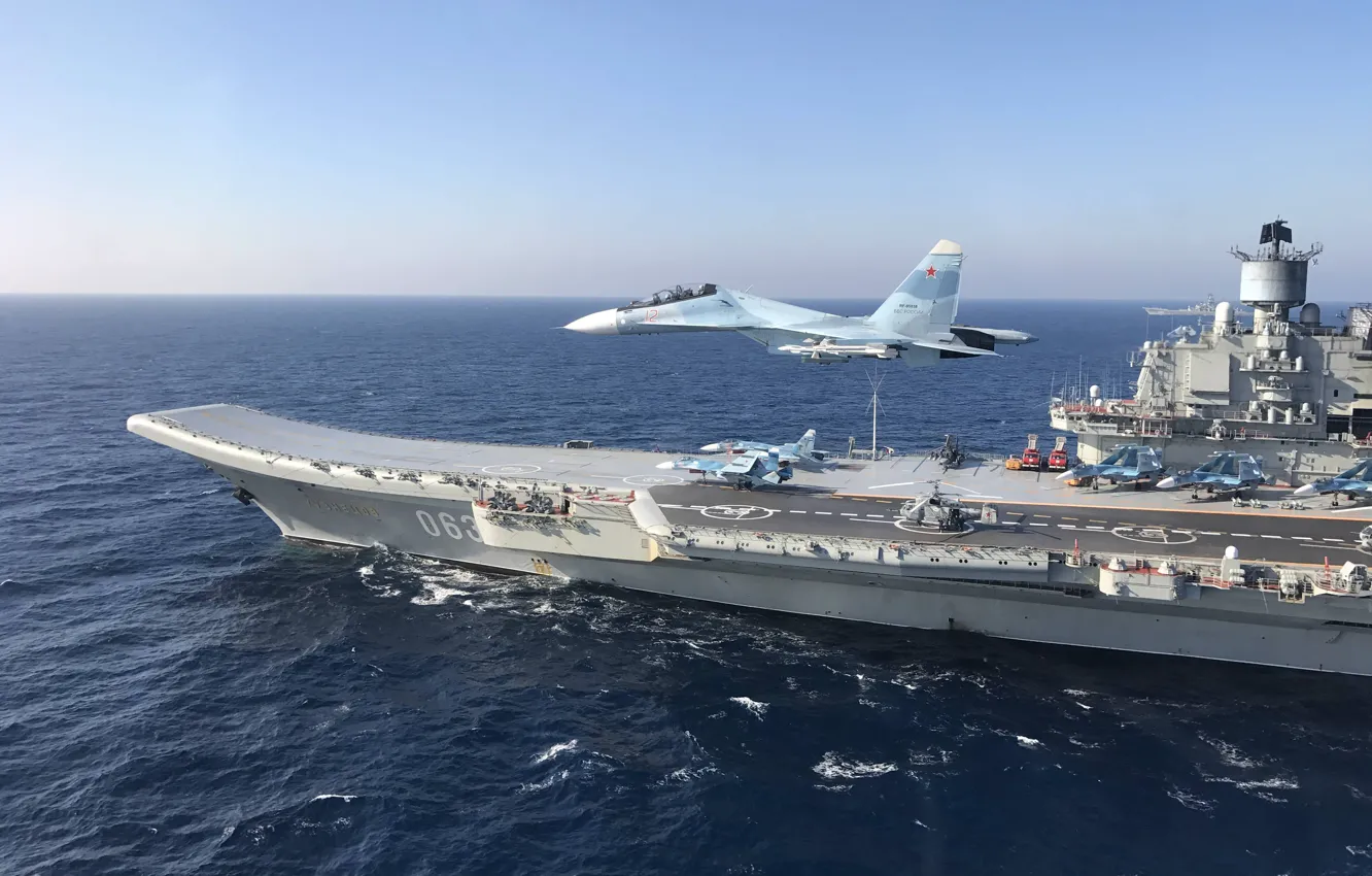 Photo wallpaper sea, fighter, cruiser, Heavy, aircraft carrier, Admiral Kuznetsov