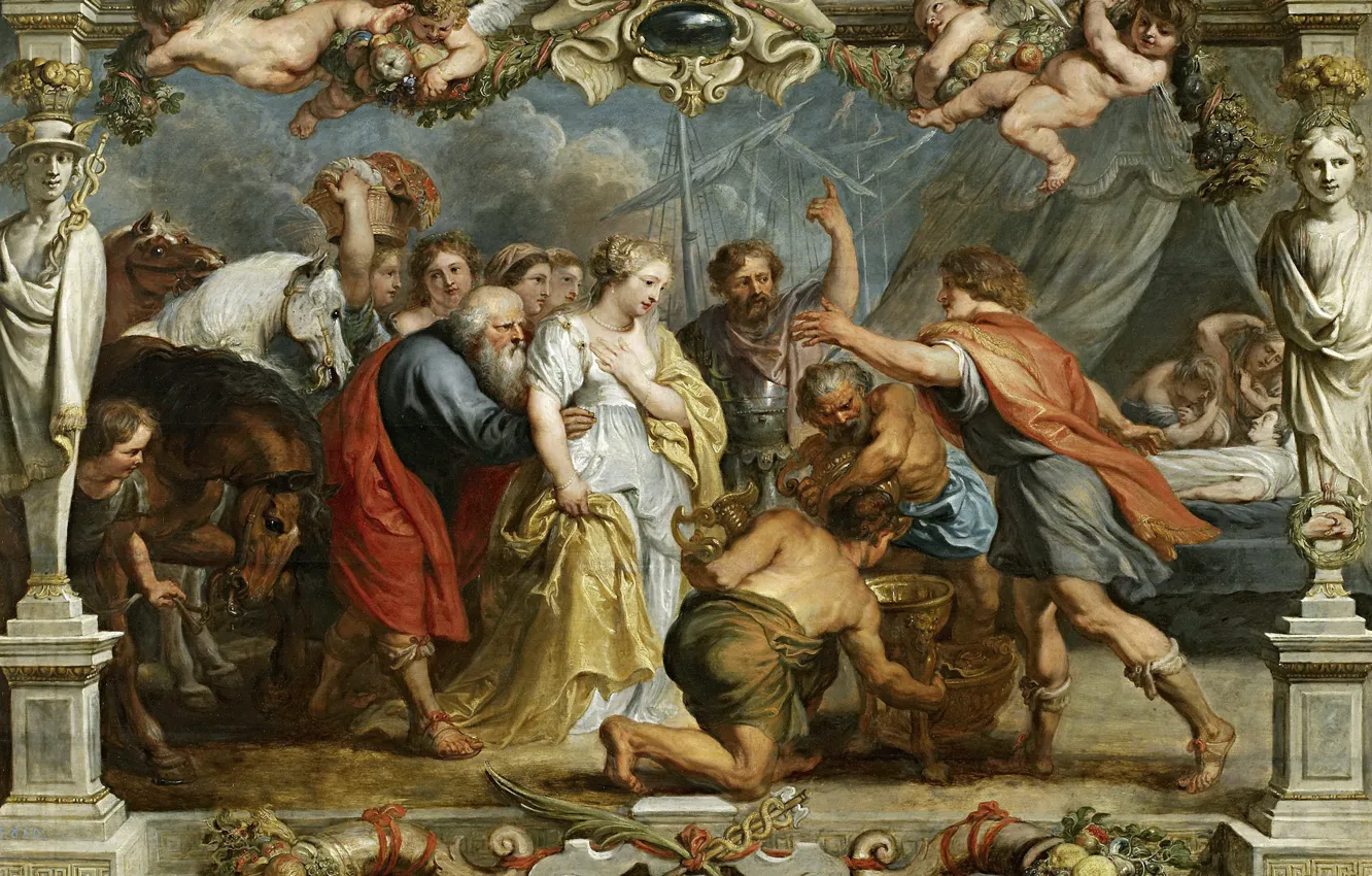 Photo wallpaper picture, Peter Paul Rubens, mythology, Pieter Paul Rubens, Nestor Returns to Briseida to Achilles from …