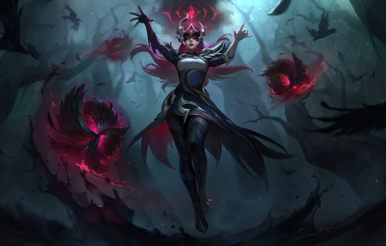 Photo wallpaper League of Legends, digital art, Syndra, video games, Riot Games, Coven, GZG