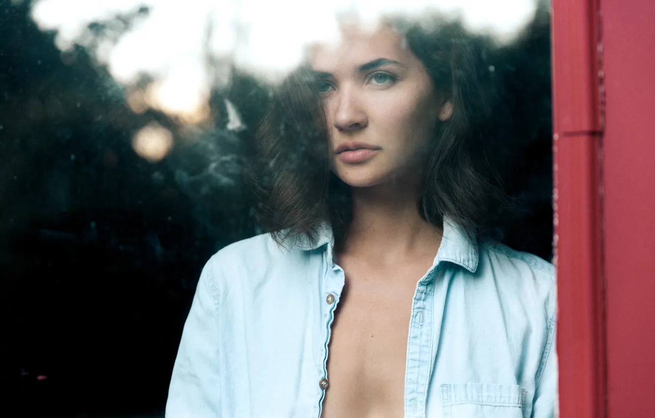 Photo wallpaper look, girl, shirt