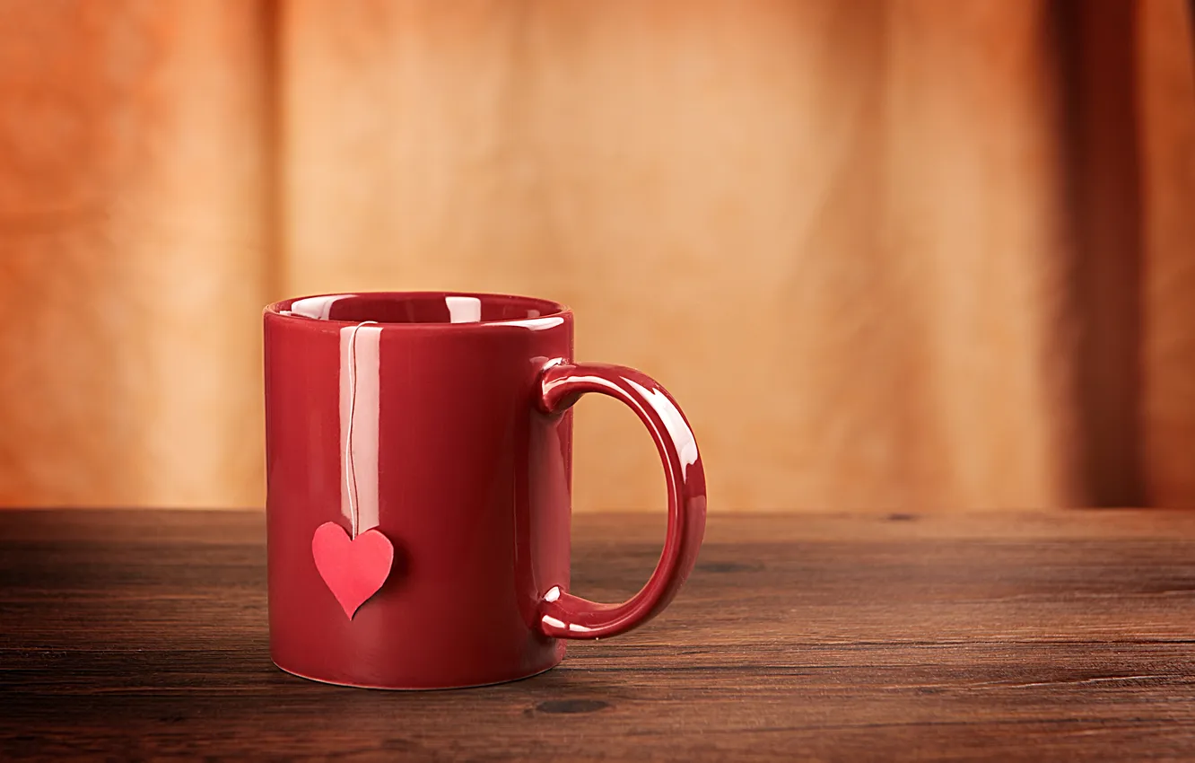 Photo wallpaper heart, mug, Cup, red, heart, thread