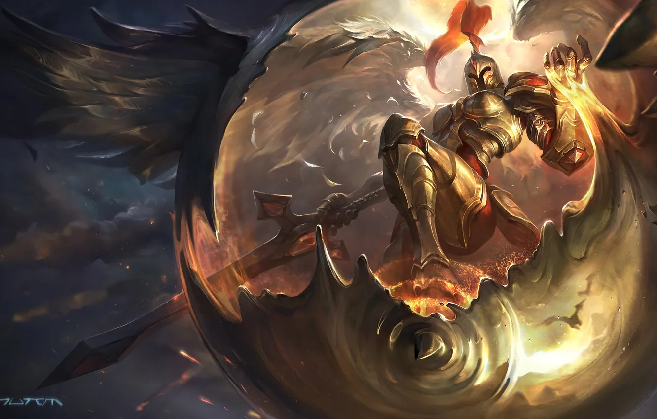 Photo wallpaper wings, armor, League of Legends, Kayle, Judicator