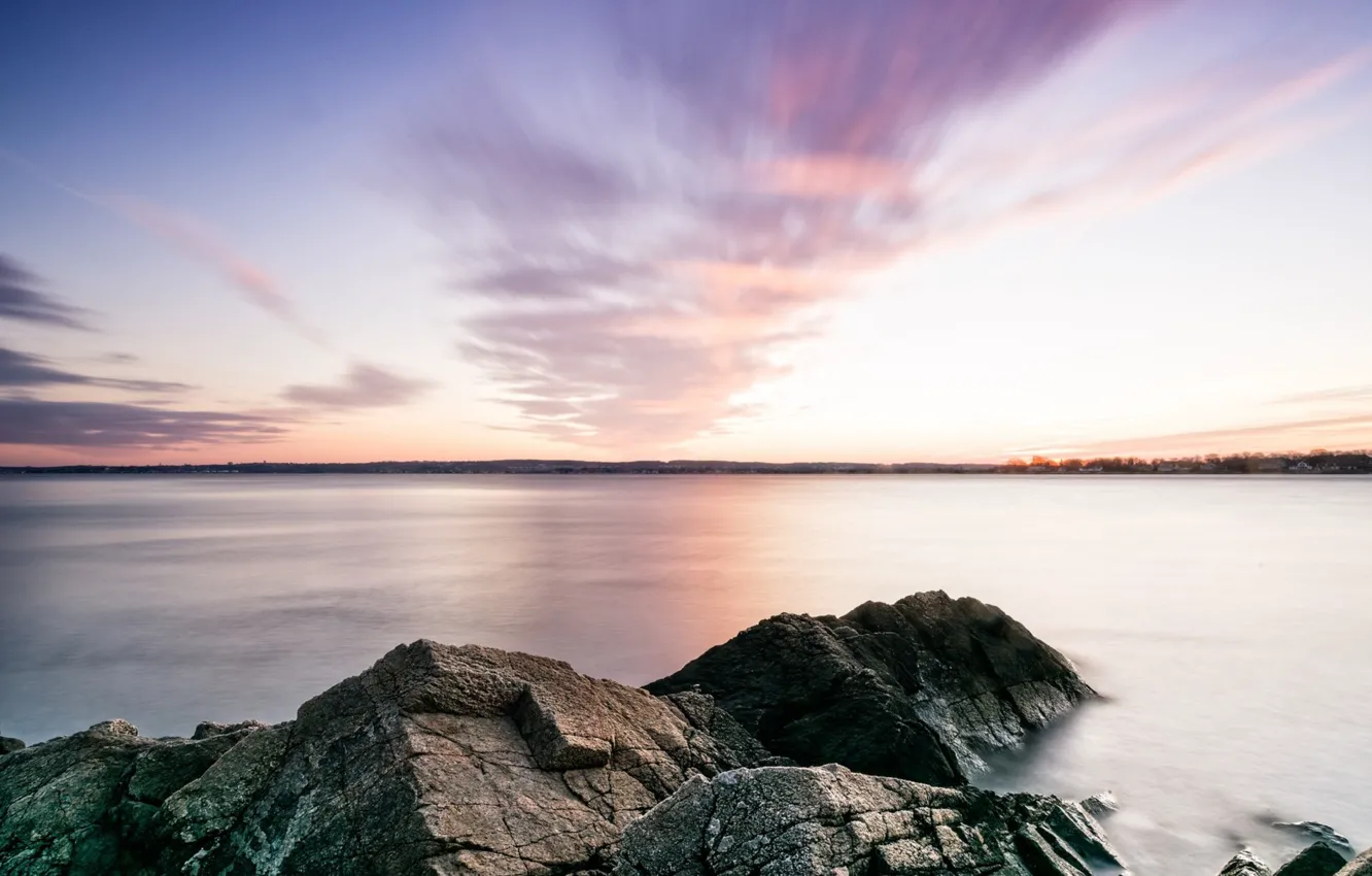 Photo wallpaper nature, beautiful, sunrise, nature, beautiful, sunrise, Rhode Island, mount hope bay