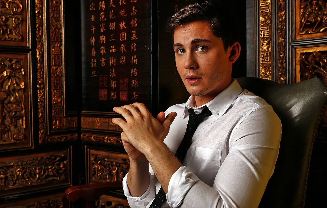 Photo wallpaper photoshoot, Logan Lerman, Los Angeles Times, October 2014