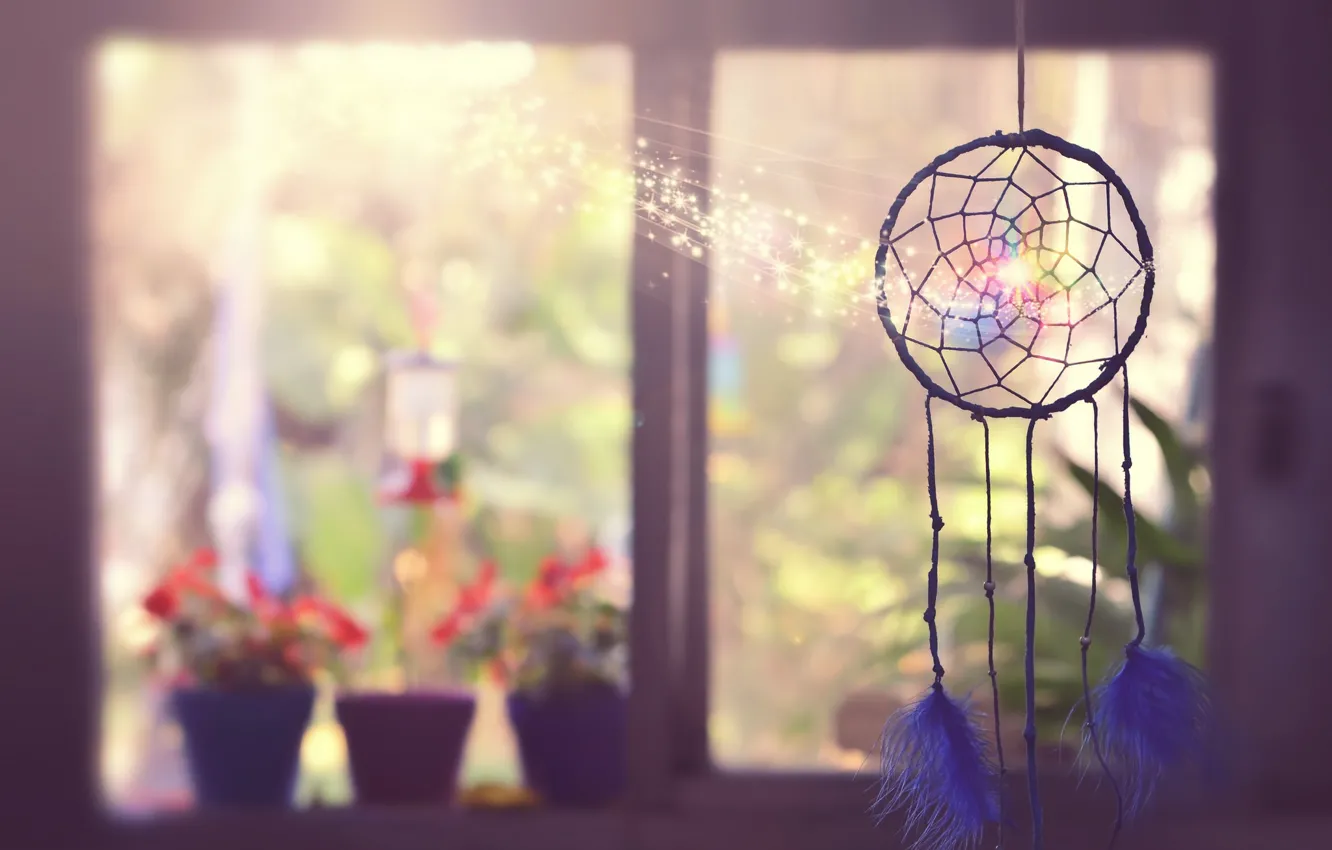 Photo wallpaper background, window, Dreamcatcher, Talisman