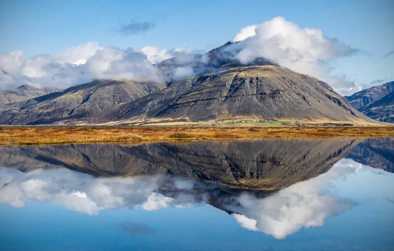 Photo wallpaper autumn, landscape, mountains, lake, reflection