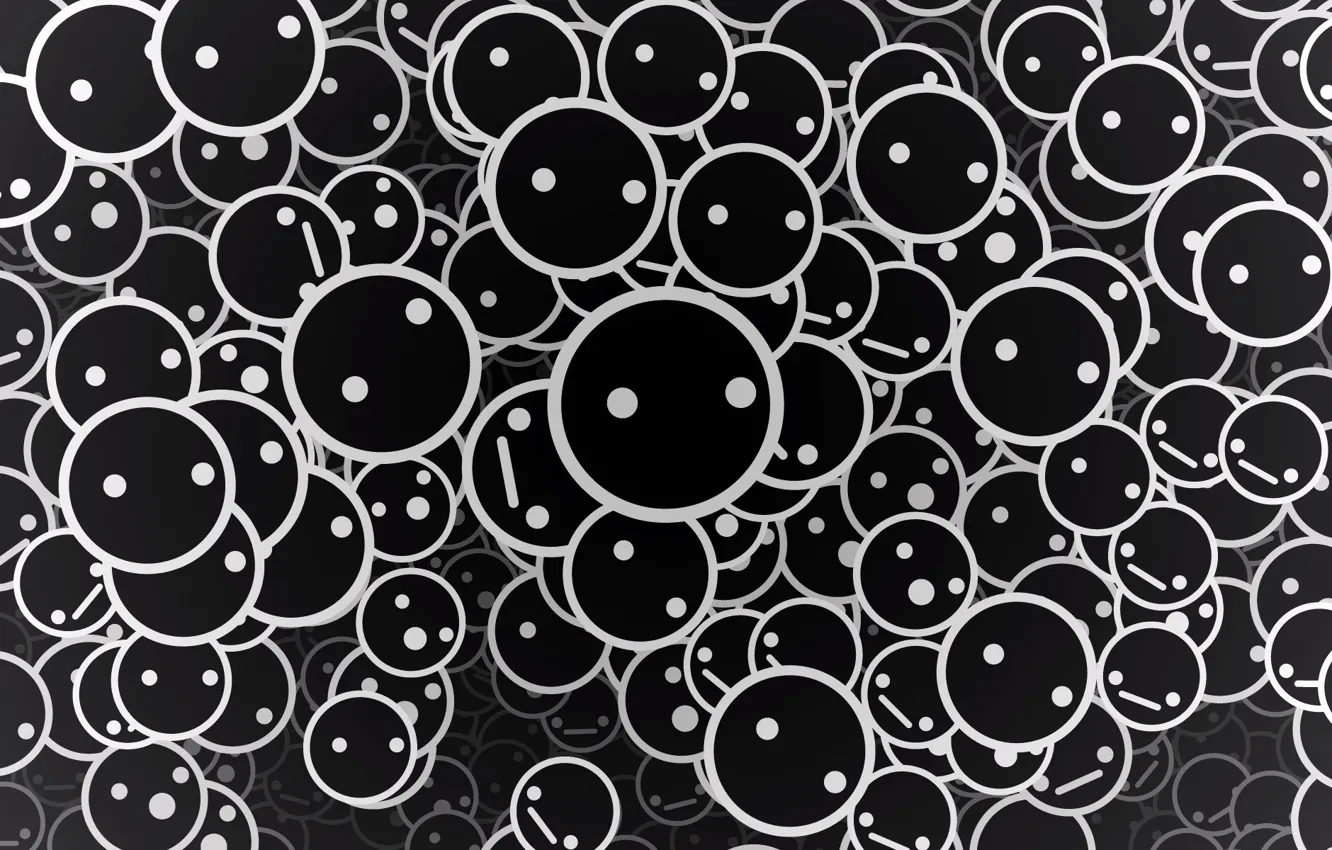 Photo wallpaper Smiles, black background, circles