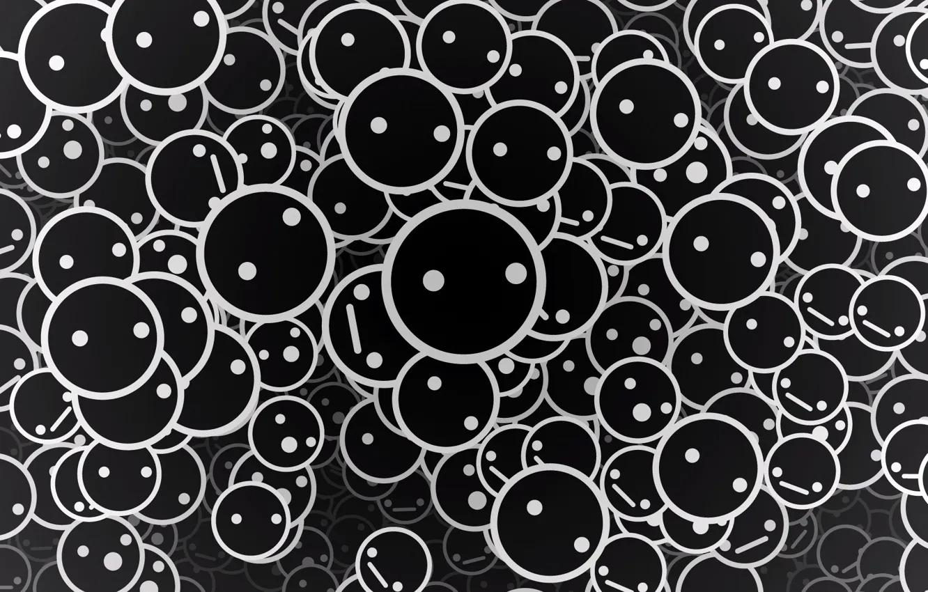 Photo wallpaper smile, black background, circles