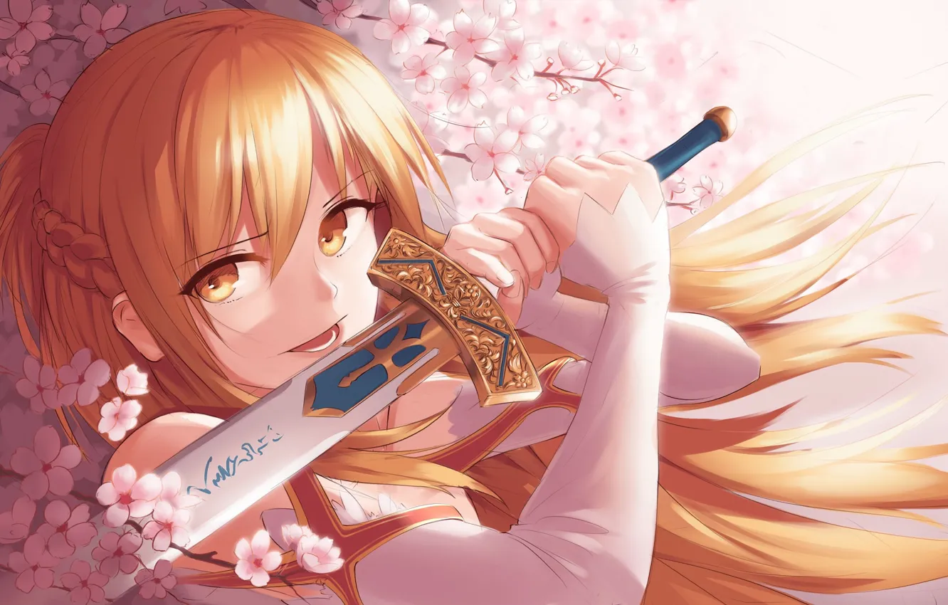 Photo wallpaper girl, sword, Sword art online, Sword Art Online, Asuna