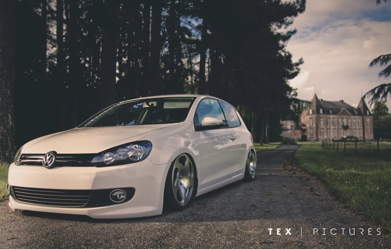 Photo wallpaper tuning, volkswagen, white, Golf, golf, tuning, germany, low