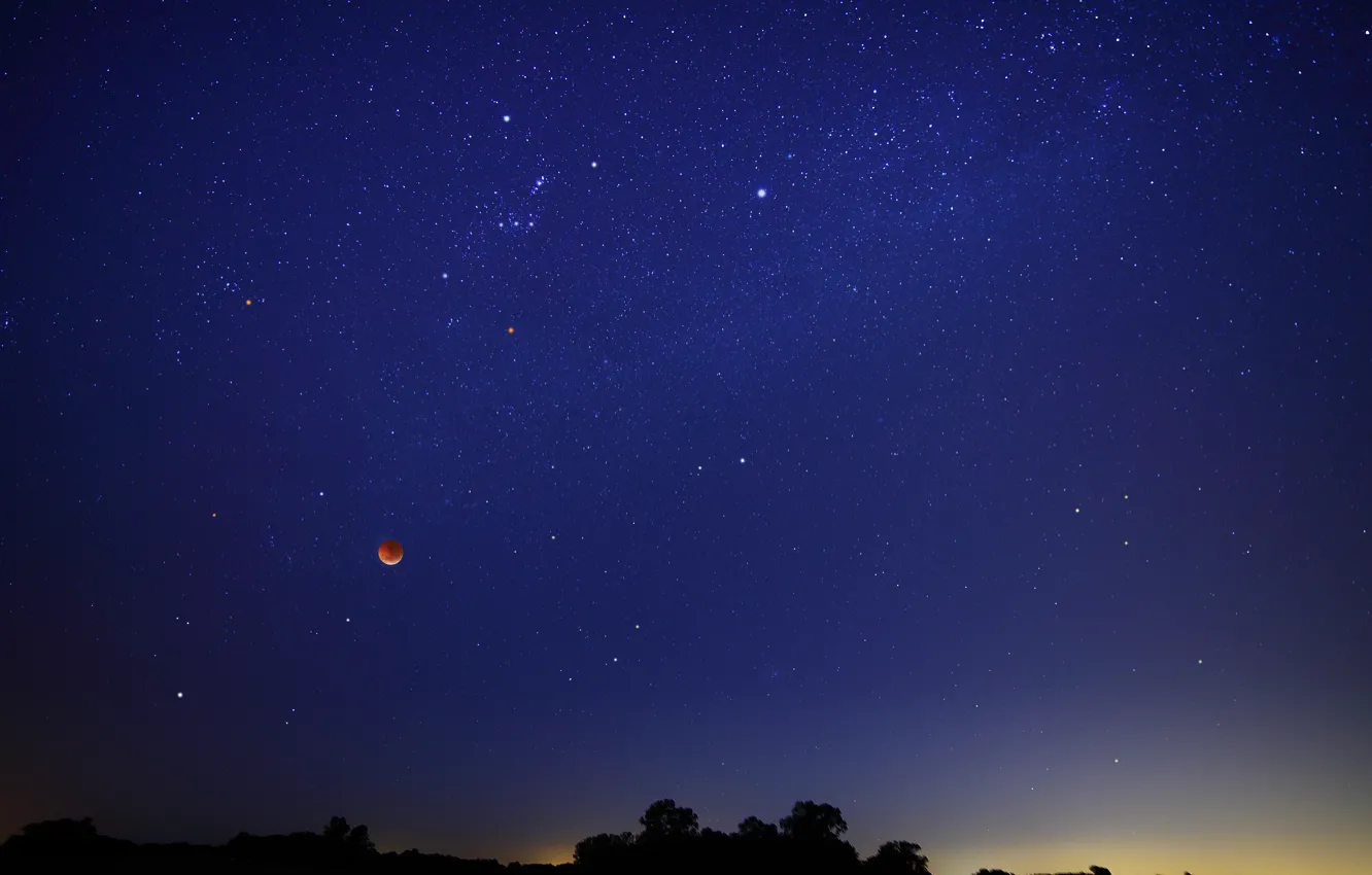 Photo wallpaper the sky, stars, the moon, Eclipse