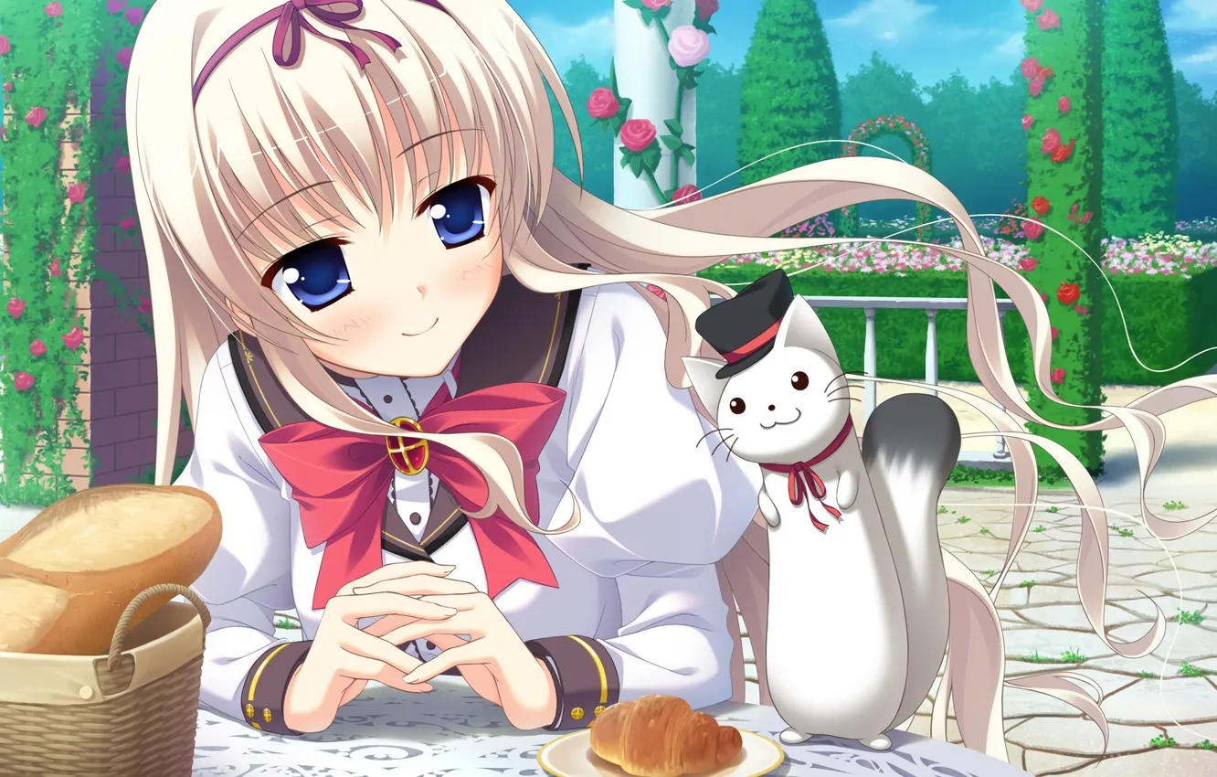 Photo wallpaper anime, girl, neko, seifuku