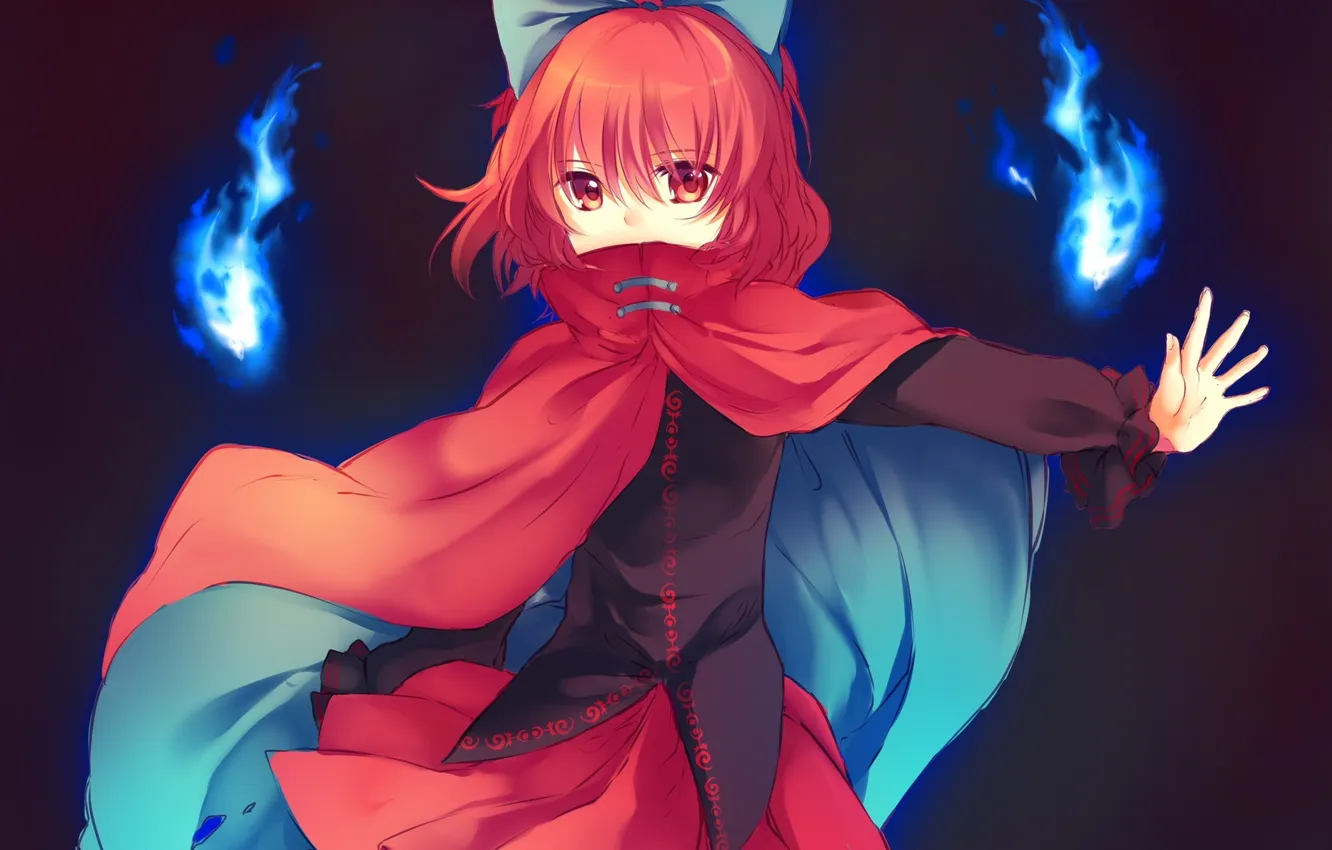 Photo wallpaper girl, lights, magic, art, bow, touhou, kiram of kirai, Sekibanki