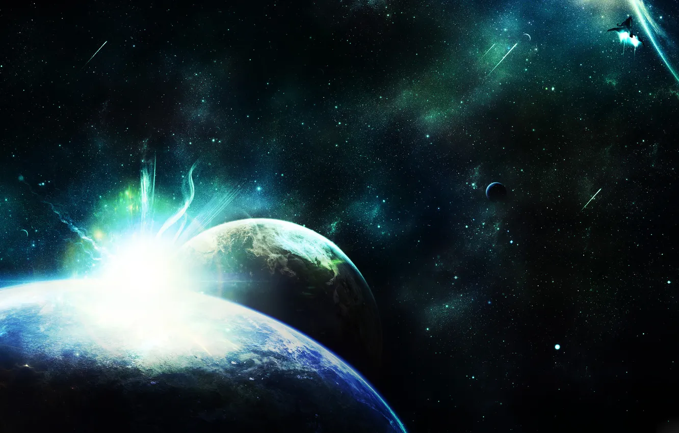 Photo wallpaper stars, light, planet