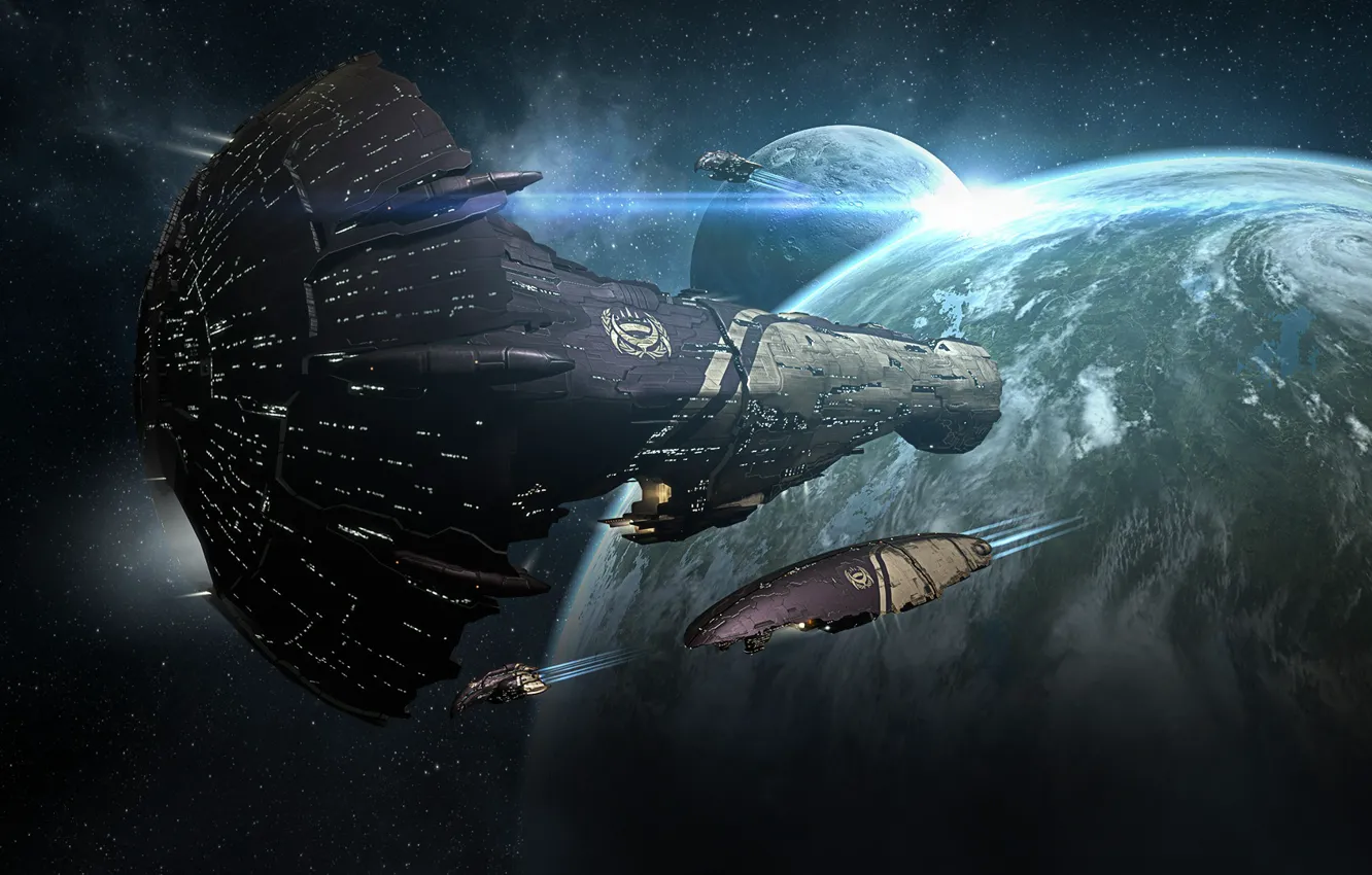 Photo wallpaper space, nebula, planet, space, spaceship, eve online, space ship, coooper