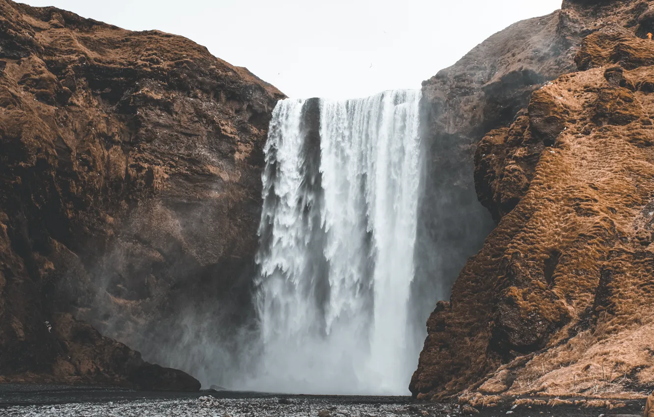 Photo wallpaper landscape, nature, river, open, rocks, waterfall