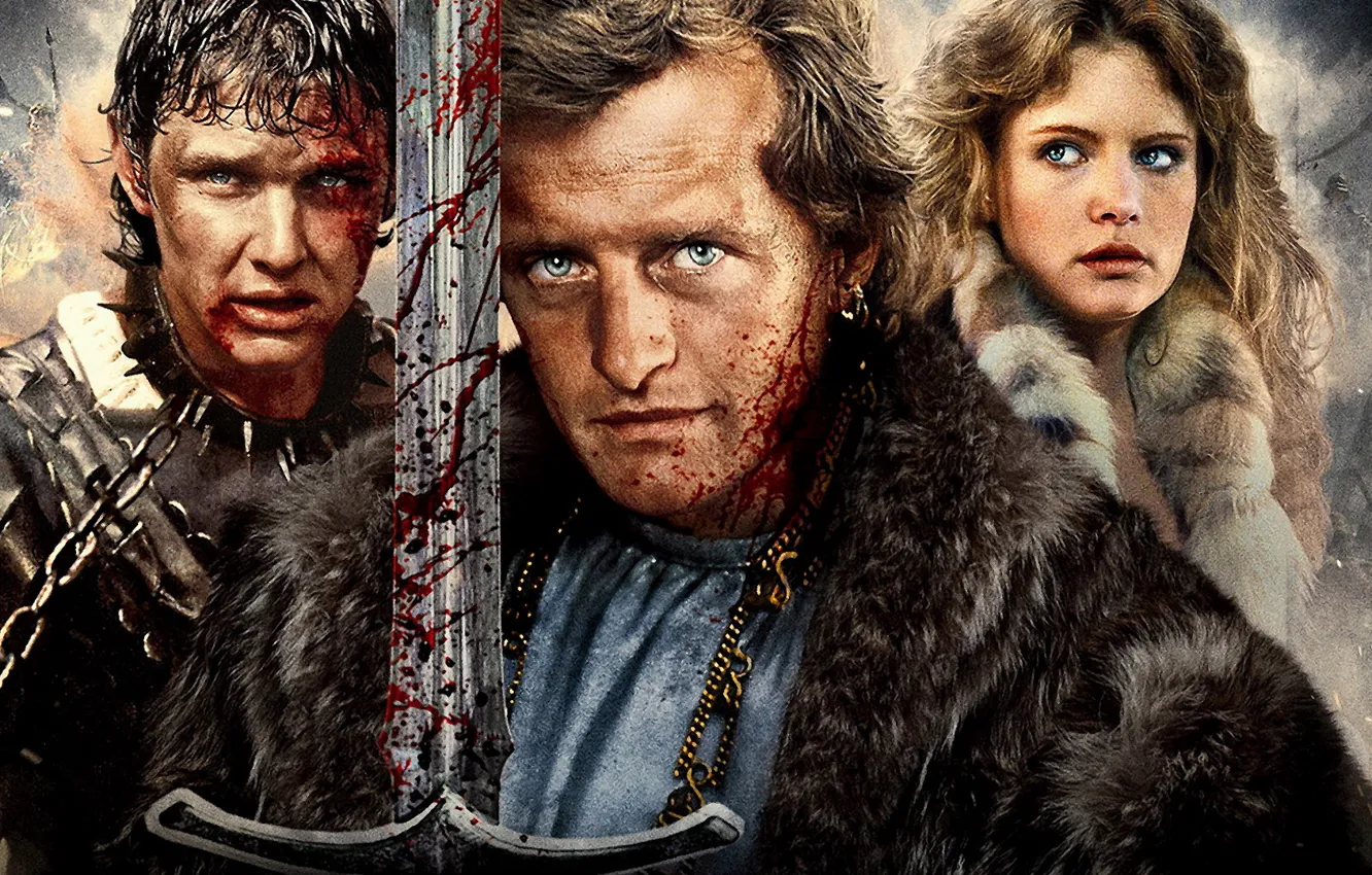 Photo wallpaper sword, mercenary, 1985, Jennifer Jason Leigh, Jennifer Jason Leigh, Love triangle, Flesh + Blood, Tom …