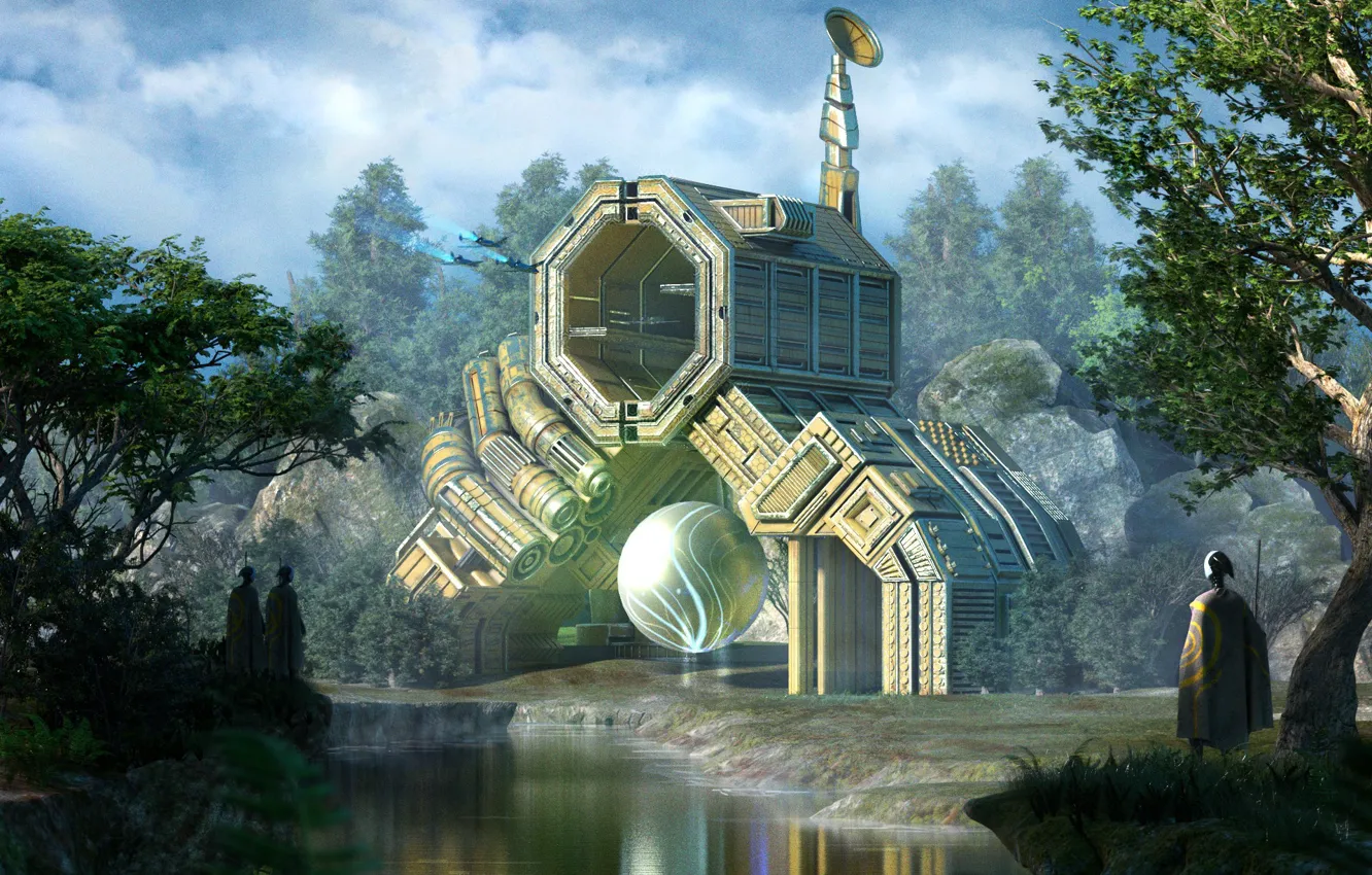 Photo wallpaper construction, object, pond, aboriginal, Sanctuary