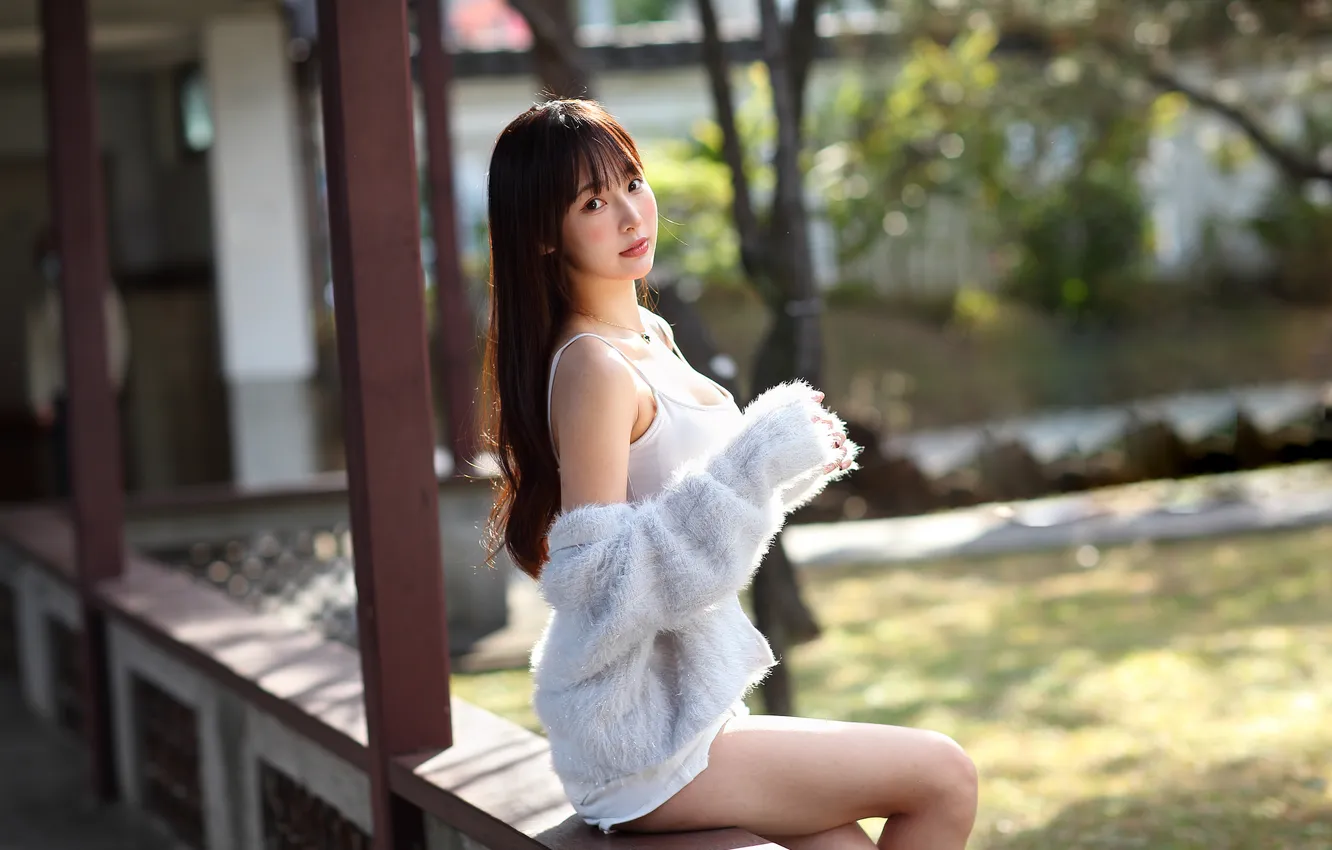 Photo wallpaper Mike, Asian, sitting, sweater