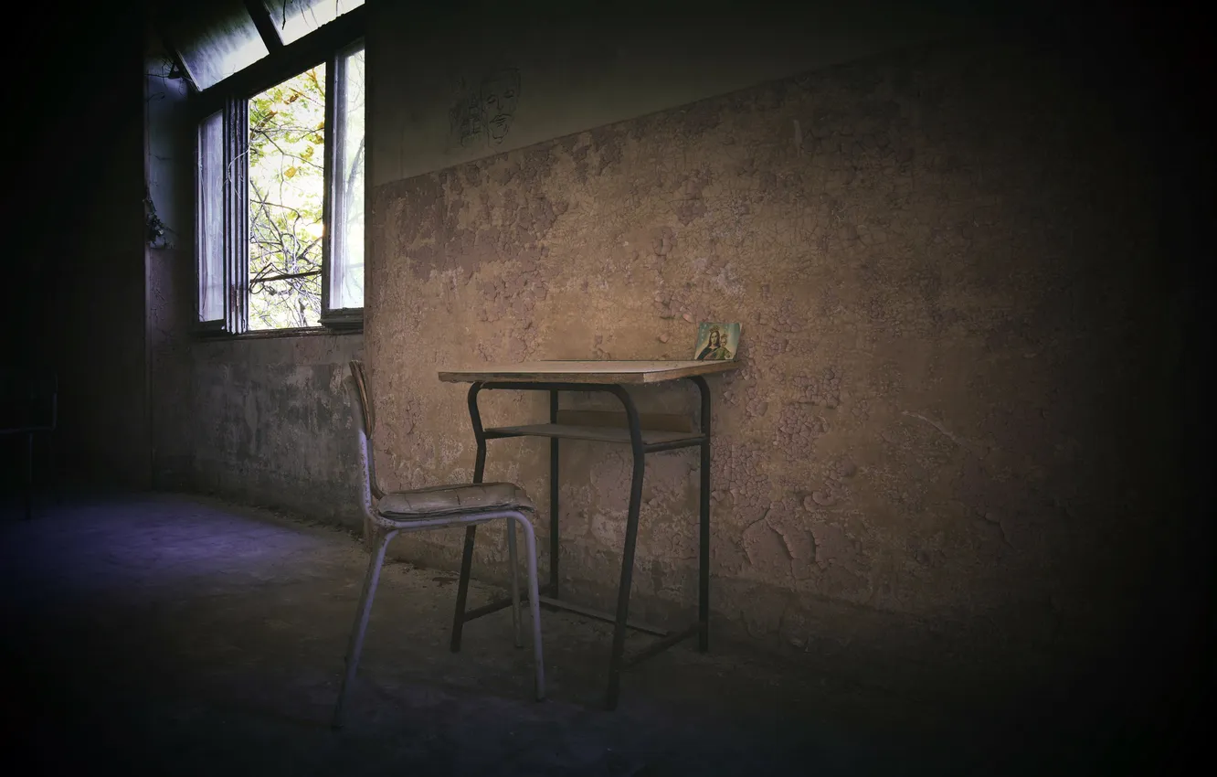 Photo wallpaper table, window, chair