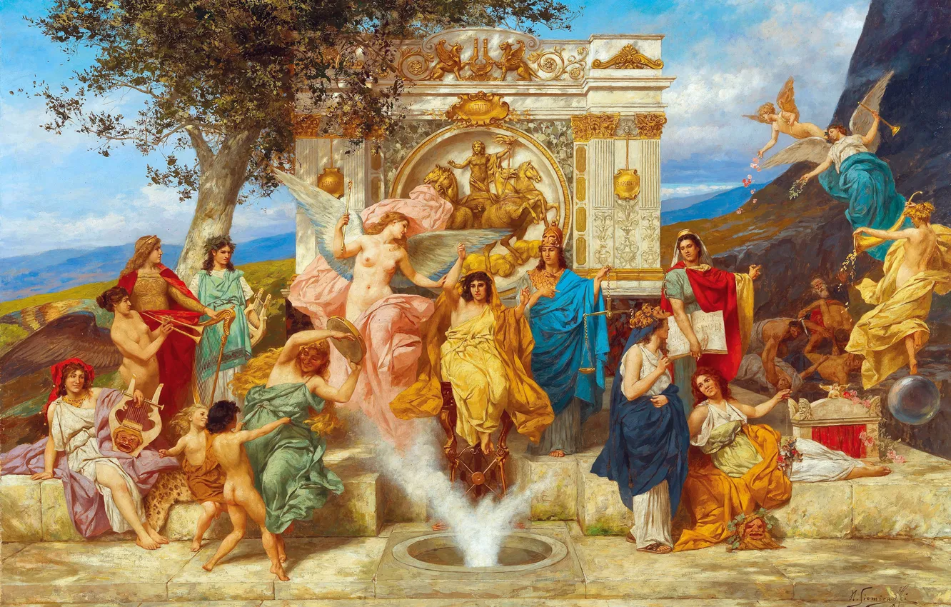 Photo wallpaper people, picture, Henri semiradzki, Parnassus, Russian and Polish painter, Henryk Siemiradzki