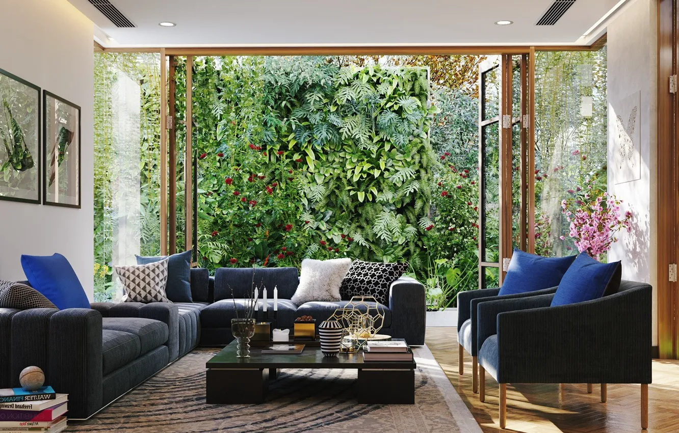 Photo wallpaper room, interior, living room, ekostil