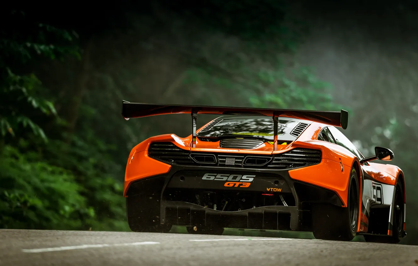 Photo wallpaper McLaren, Auto, Orange, GT3, Supercar, Sports car, Rear view, 650S