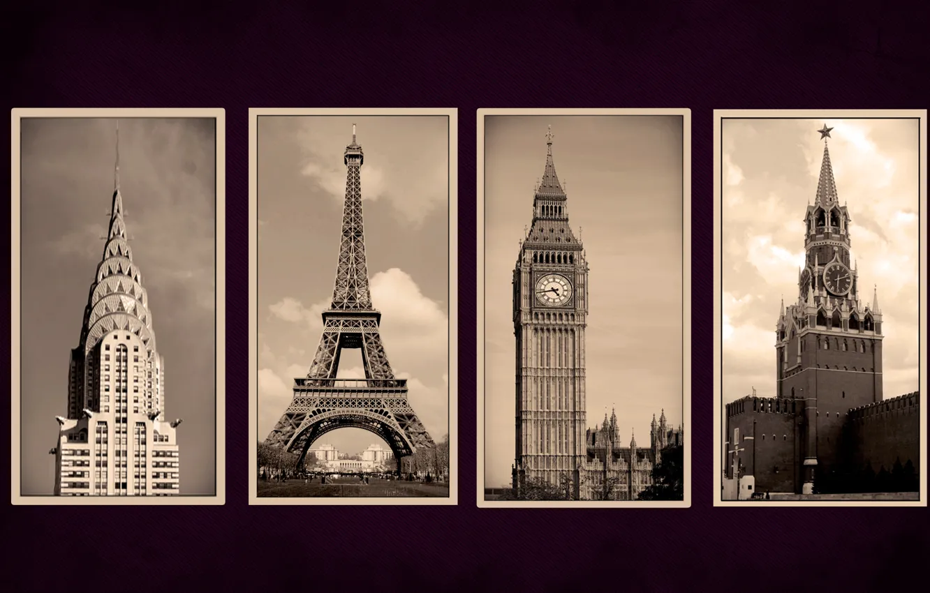 Photo wallpaper city, Paris, New York, Moscow, London