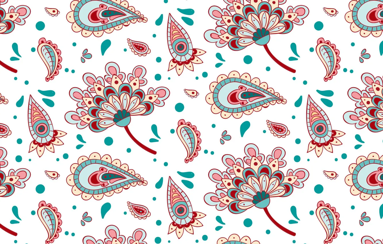 Photo wallpaper flowers, pattern, texture, ornament, Paisley