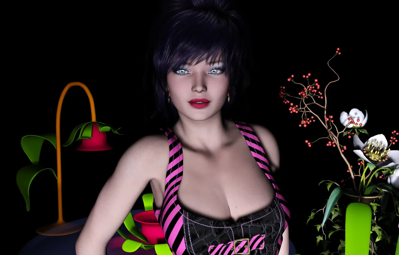 Photo wallpaper look, girl, makeup