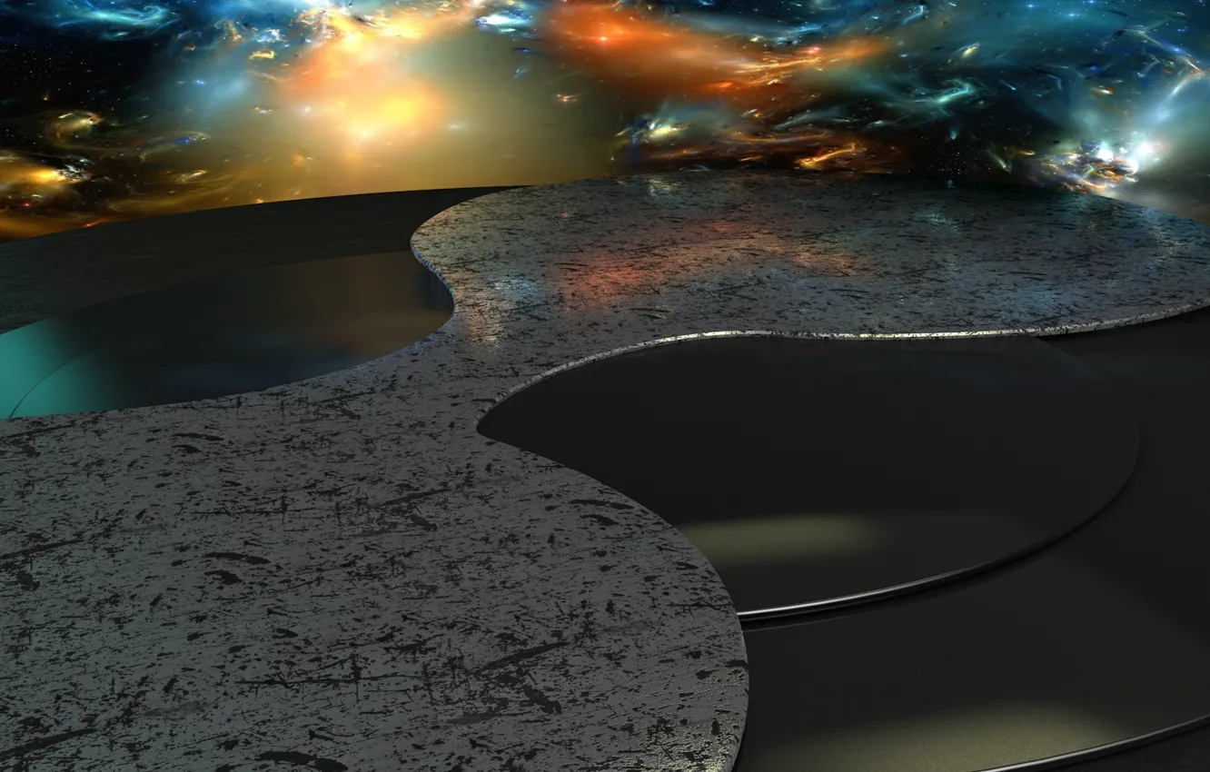 Photo wallpaper space, line, distortion, galactic glow