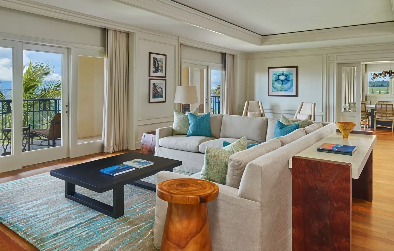 Photo wallpaper design, interior, living room, cozy, dining room
