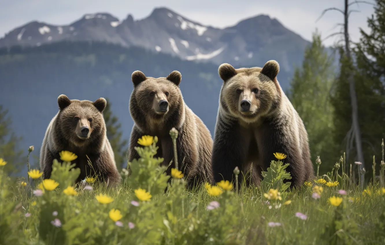 Wallpaper forest, nature, bear, bears, walk, bears, family, bear for ...