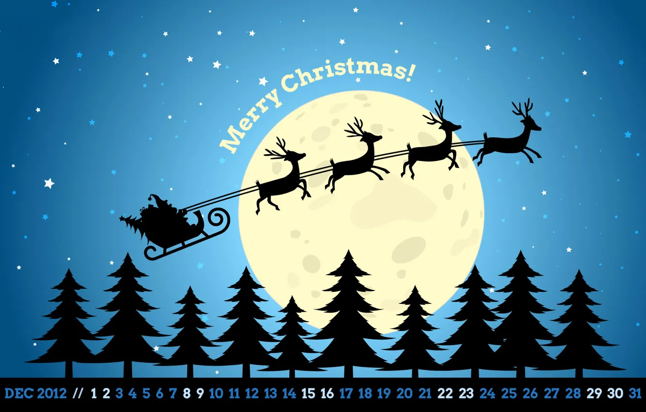 Photo wallpaper stars, night, the moon, tree, new year, Christmas, new year, sleigh