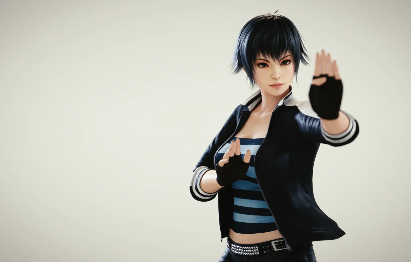 Photo wallpaper girl, rendering, hands, gloves, stand, Street Fighter, Pai Chan, Virtua Fighter