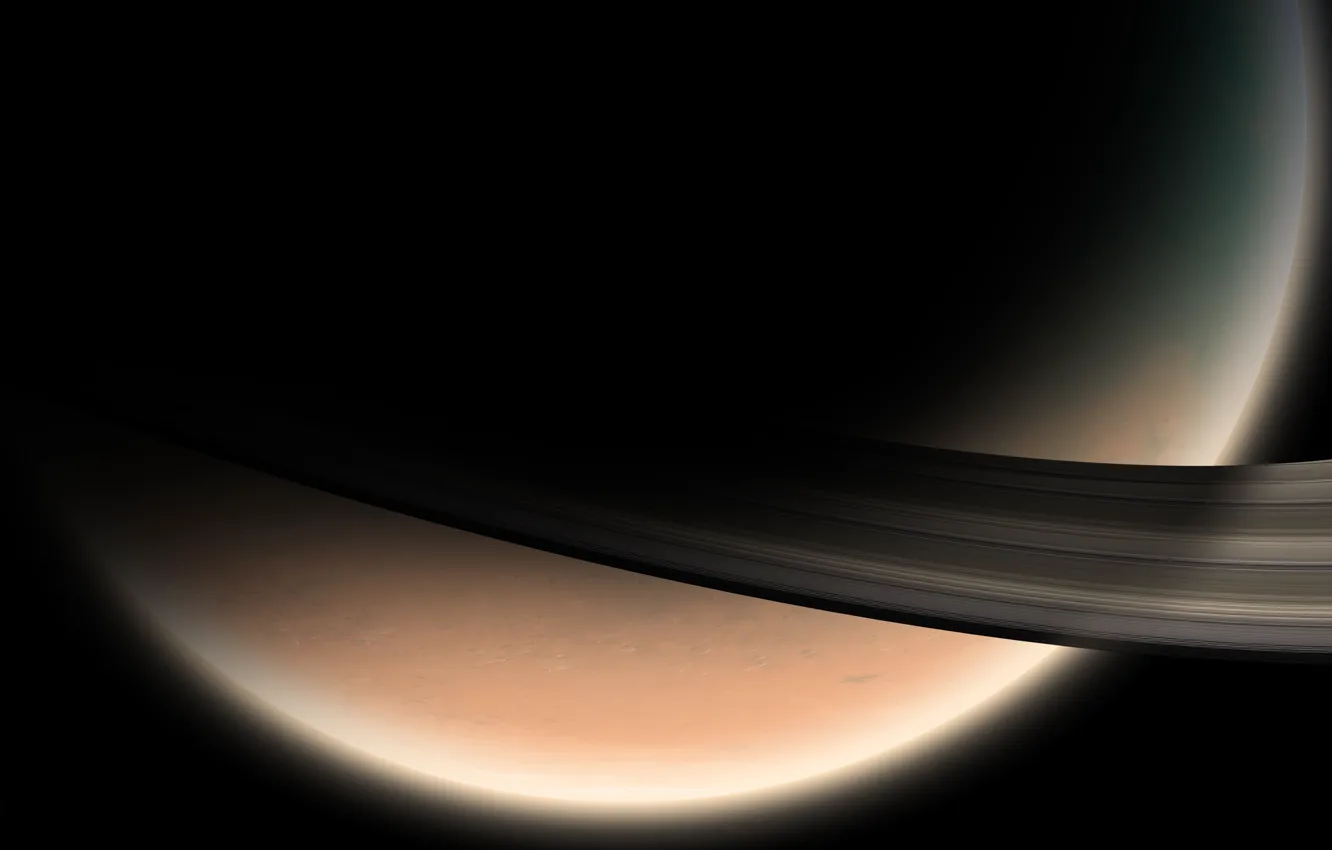 Photo wallpaper planet, satellite, ring, Saturn, Solar System