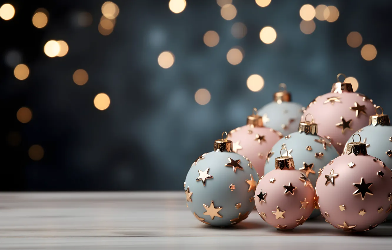 Photo wallpaper decoration, balls, New Year, Christmas, golden, new year, Christmas, balls
