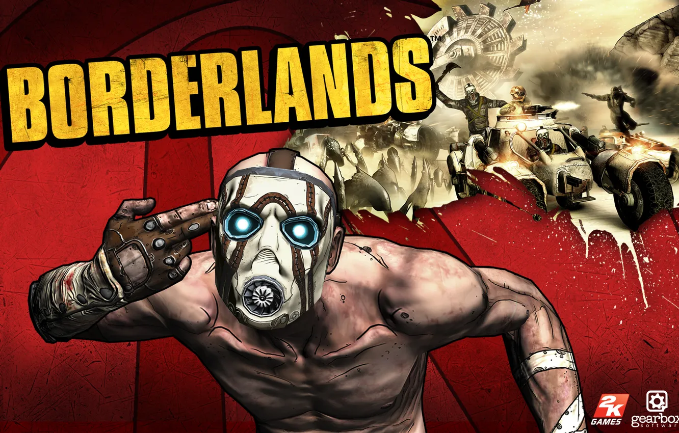 Photo wallpaper machine, the bandits, Borderlands, 2K Games, Psycho, Bandit, Gearbox, Borderlands