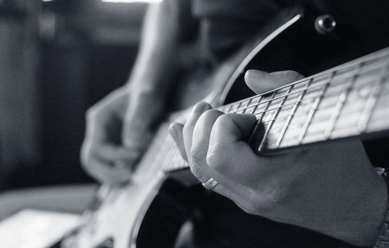 Photo wallpaper mood, guitar, black and white