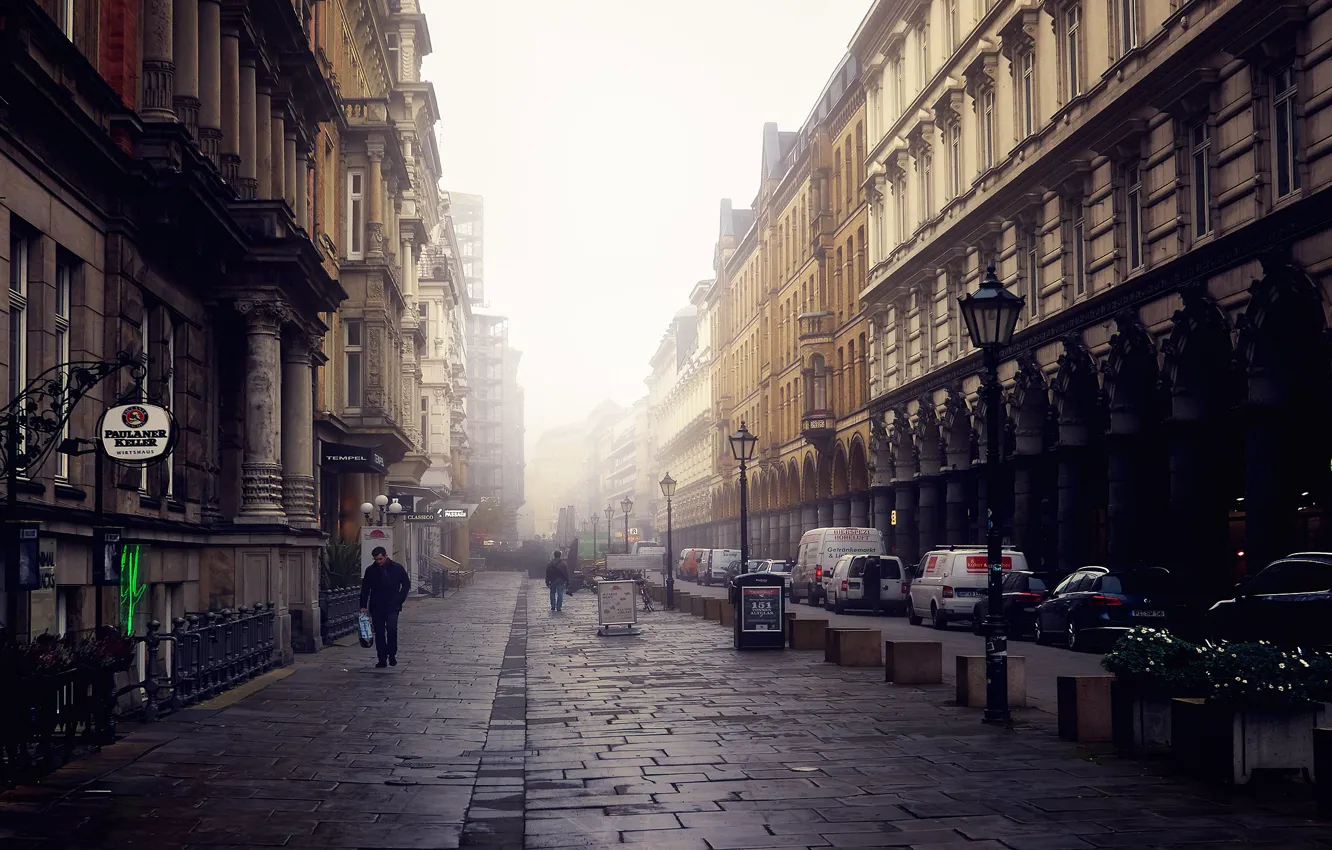 Photo wallpaper the city, home, pavers, lights