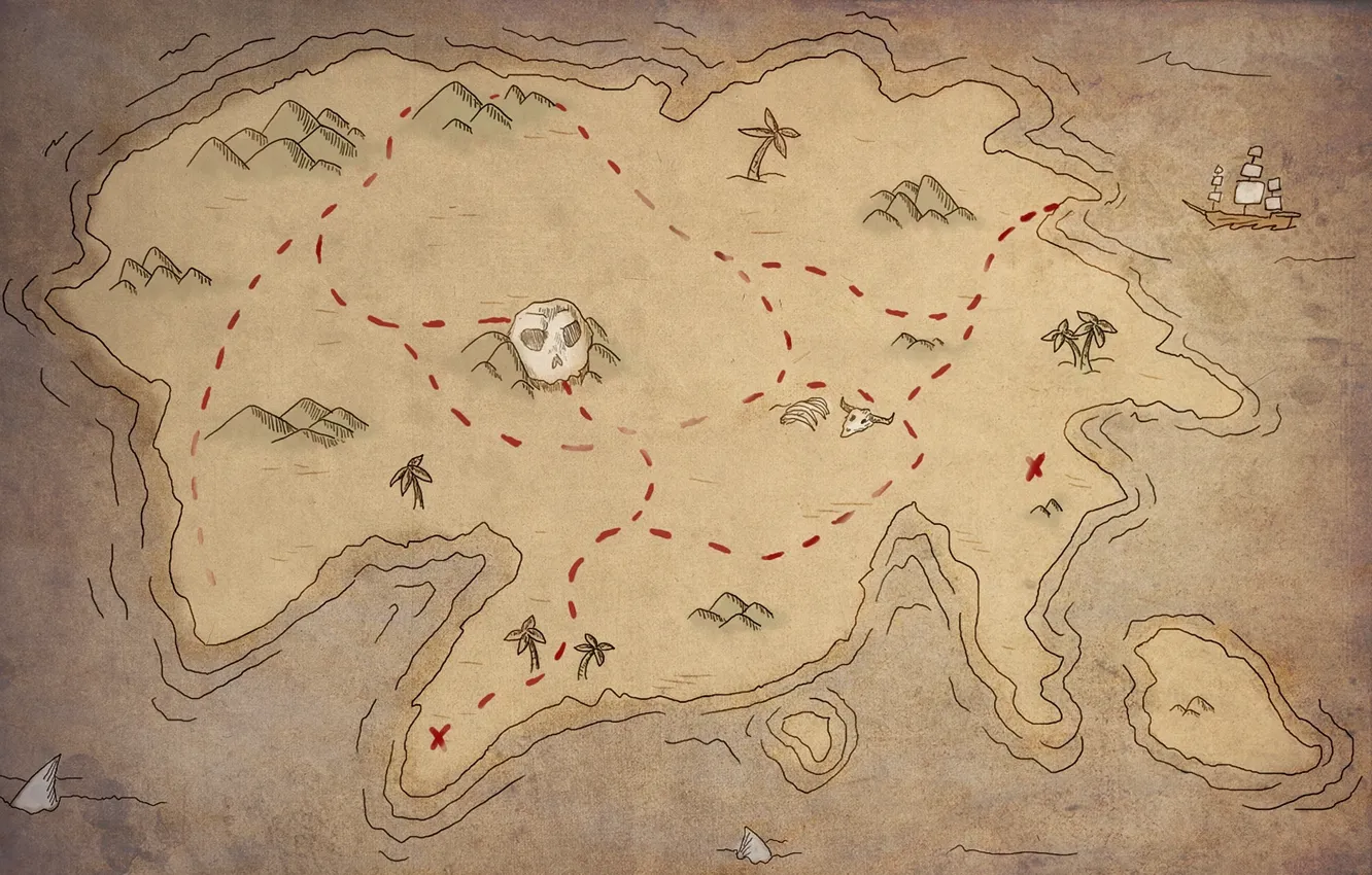Photo wallpaper island, map, treasure, treasures