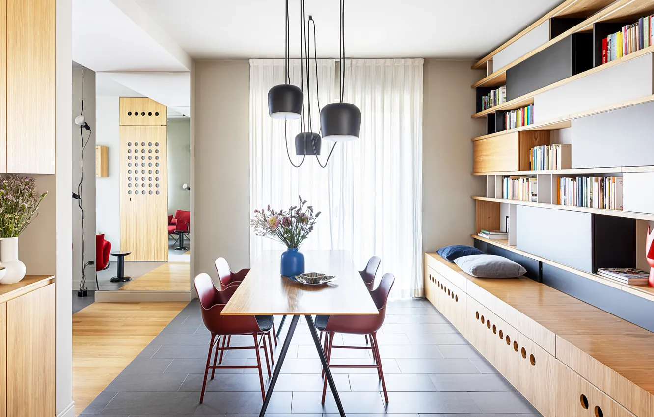 Photo wallpaper design, style, room, interior, library, dining room
