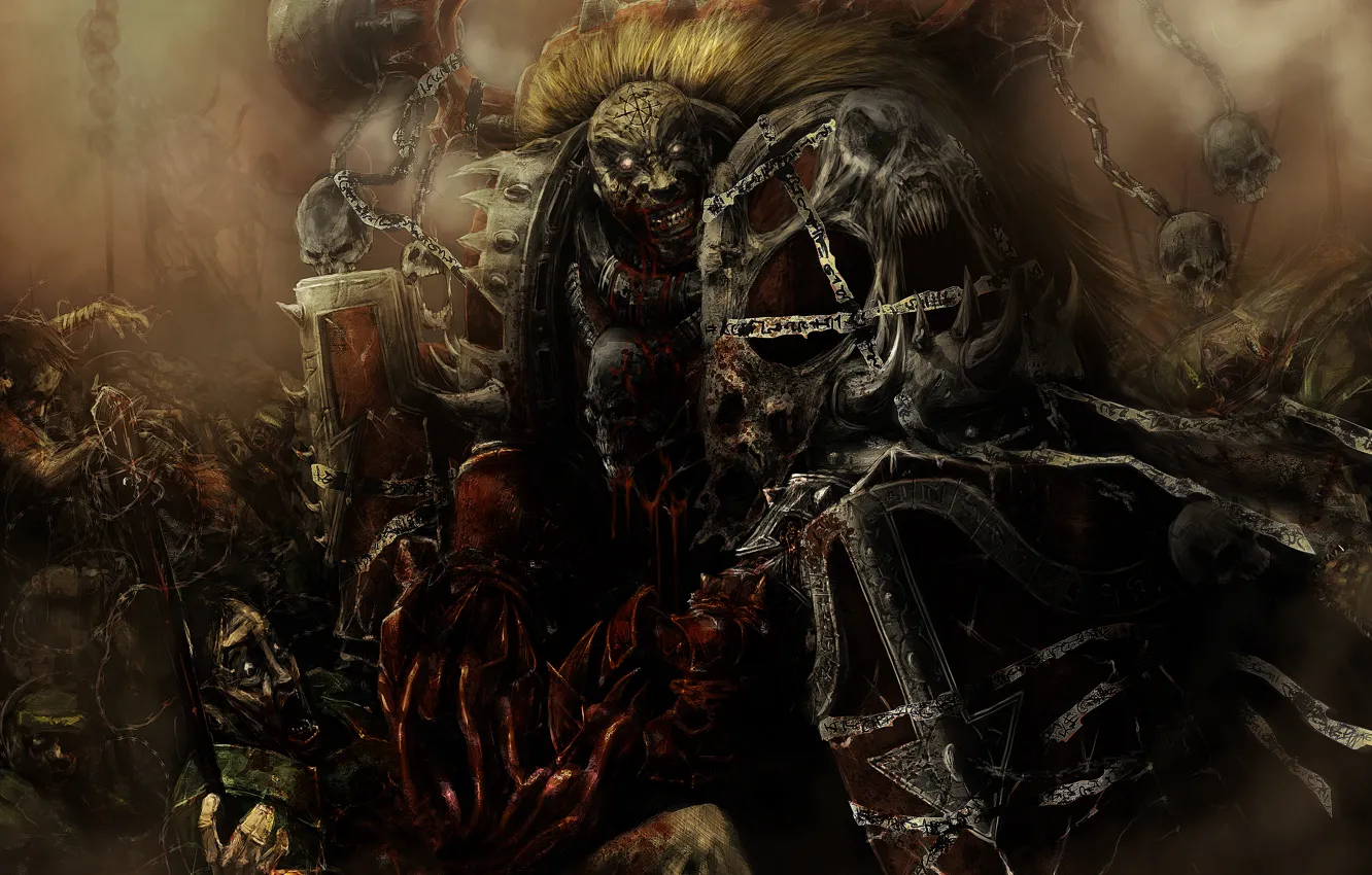 Photo wallpaper death, blood, armor, skull, chaos, warhammer, madness, Word Bearers