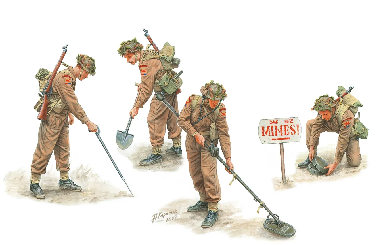 Photo wallpaper art, soldiers, engineers, British, Royal, WW2., engineers